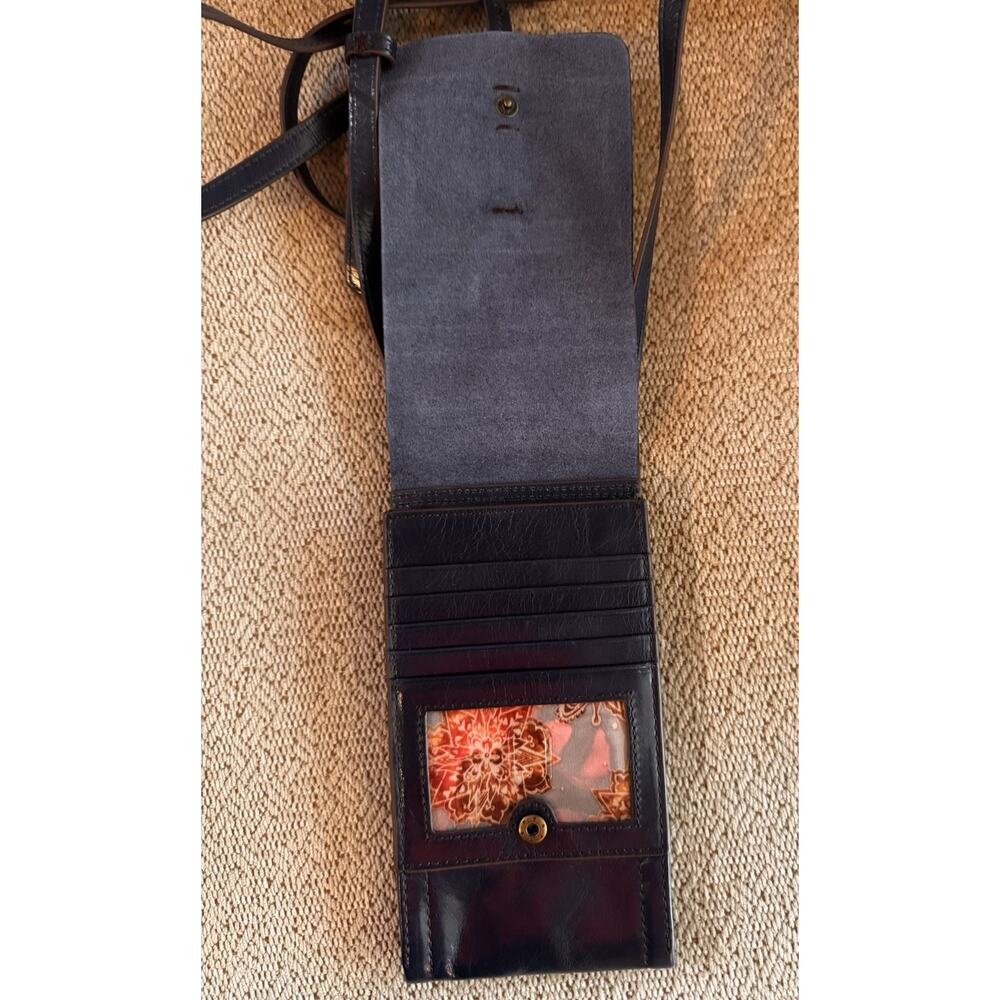 Hobo Token Wallet Crossbody-Pebbled Leather-Phone Holder-Adjustable-Peacock BLue - Picture 6 of 11